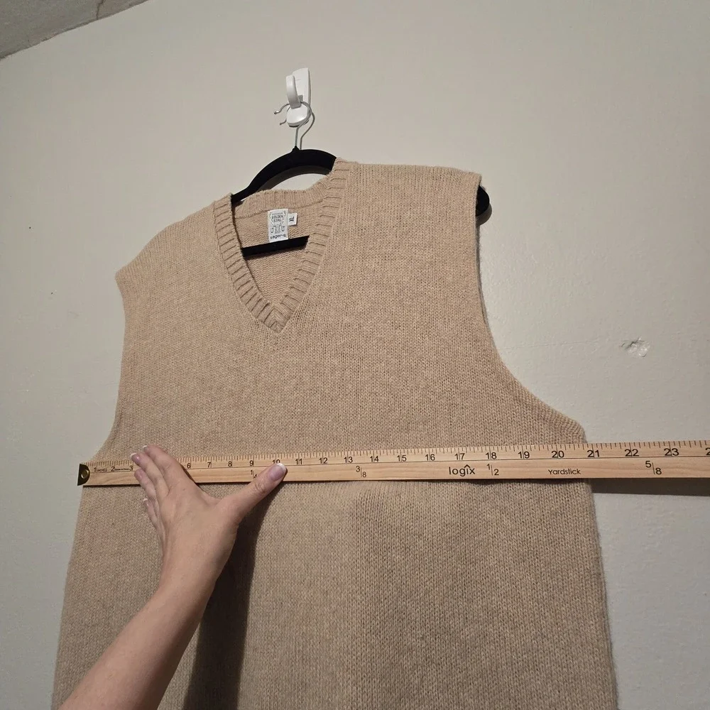 Vtg 70's 80's Sweater Vest Mens XL Beige Wool Academia Preppy Goblincore USA